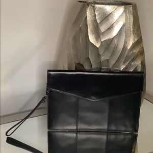 Botkier black leather clutch/wristlet